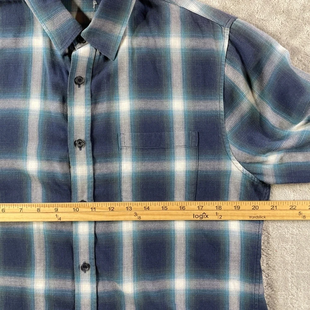 VINCE Shirt‎ Mens Medium Blue Plaid Long Sleeve Office Peppy Luxury Casual